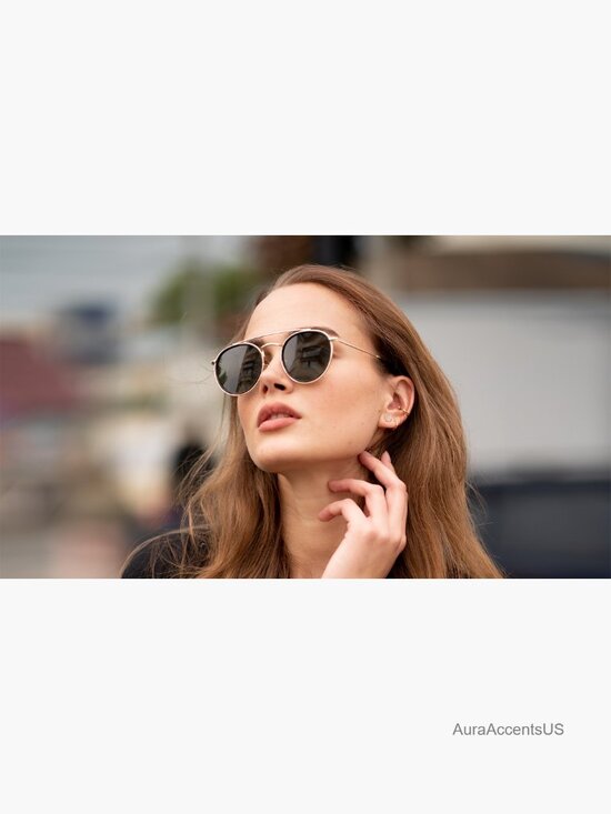 Vintage Round Polarized Sunglasses Double Bridge Metal Frame
